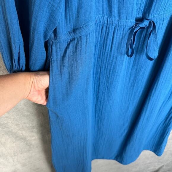 Velvet Graham Spencer Dress Womens Small Blue Audrey Midi Lagenlook Boho Cottage - Picture 5 of 15